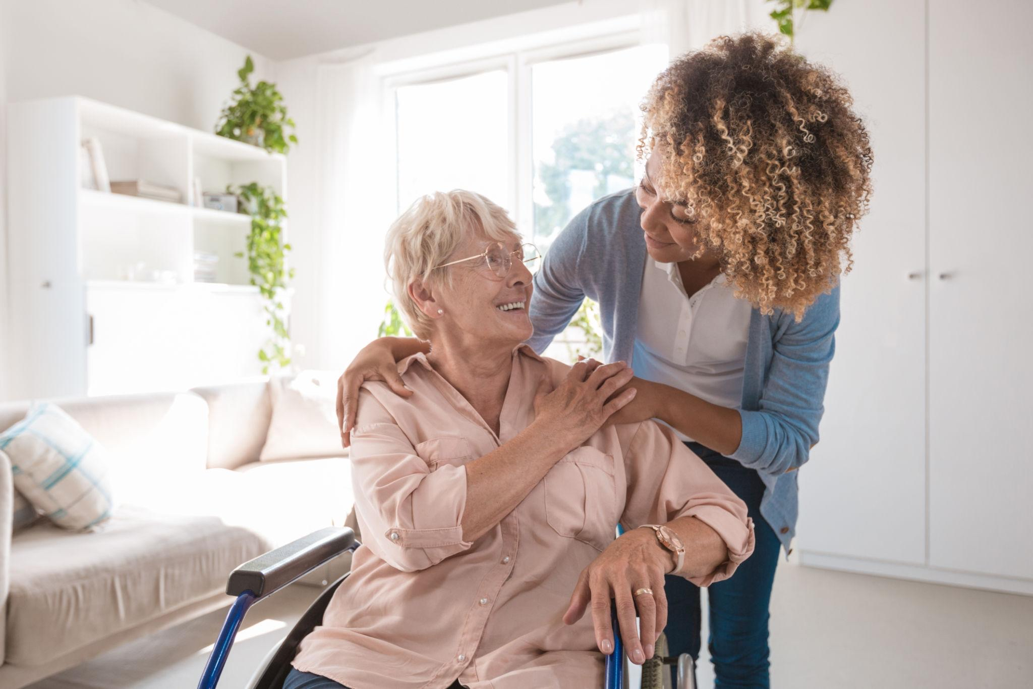 Senior resource professional speaking with an older adult